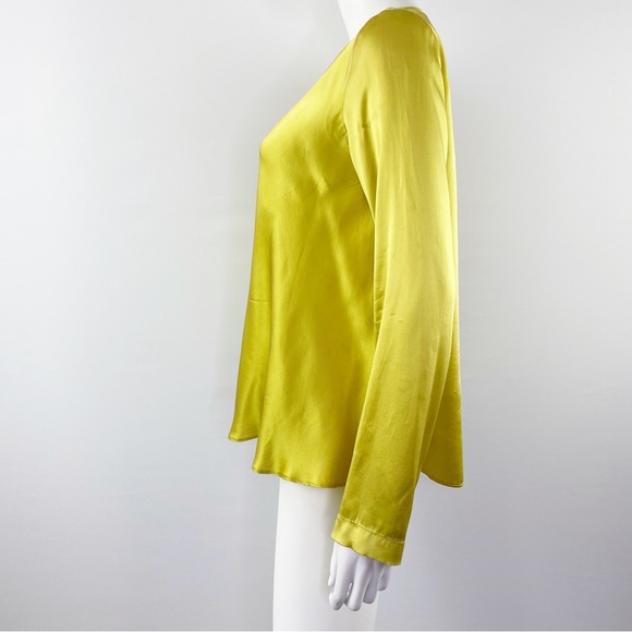 Forte Forte La Seta Chartreuse Yellow Long Sleeve Blouse 100% Silk Size 0 US XS - Picture 6 of 8